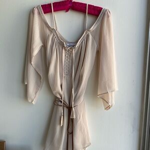 Cream Off The Shoulder Flowy Dress